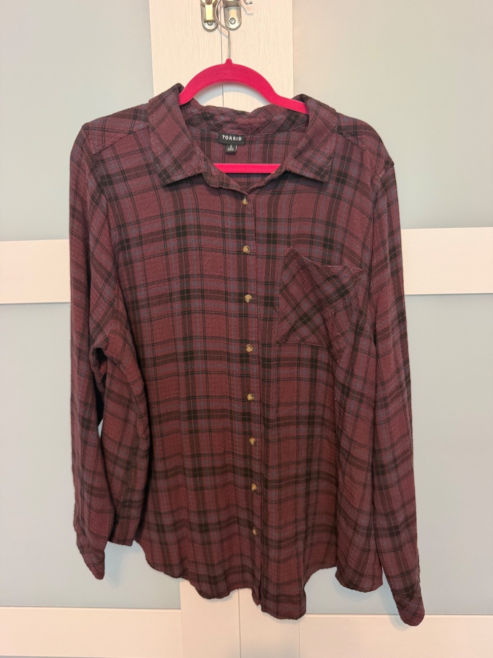 Torrid Plaid Long Sleeve Button-Down Shirt 2 VGUC